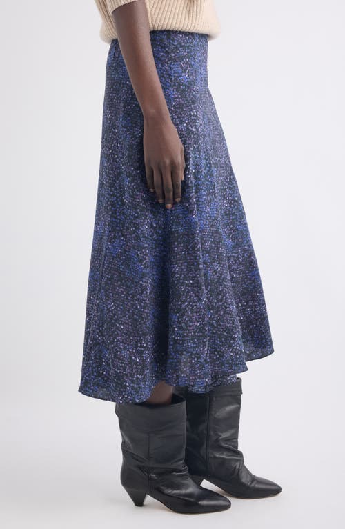 Isabel Marant Hortensia Mosaic Print Stretch Silk Midi Skirt In Blue