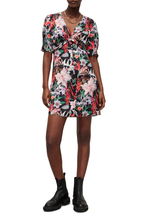 Demi Leondra Floral Satin Dress