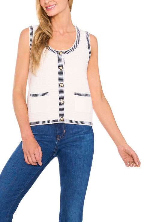 Contrast Detail Cotton Blend Sweater Vest