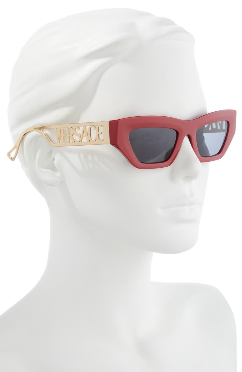 Versace 53mm Irregular Sunglasses, Alternate, color, Red