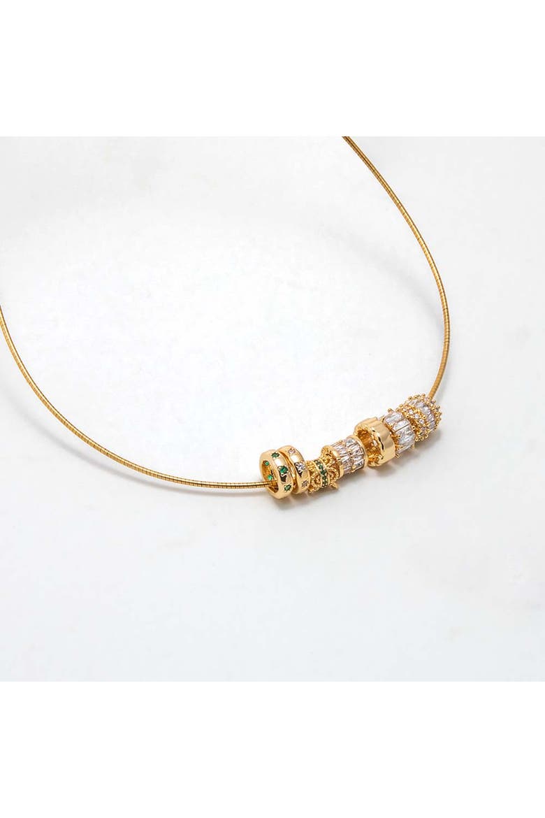 Double Row CZ Wide Charm, Alternate, color, Gold