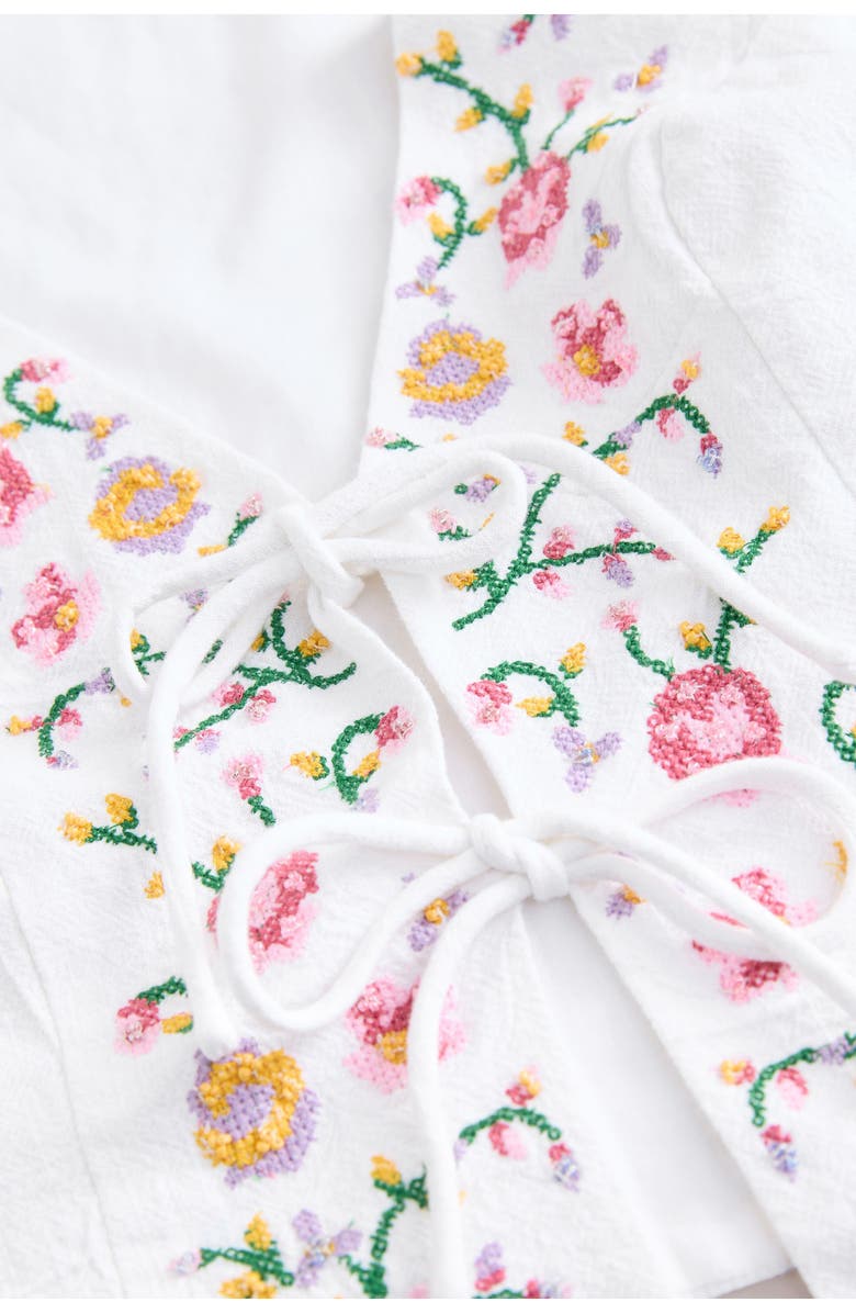 NEXT Floral Embroidered Front Tie Vest, Alternate, color, White