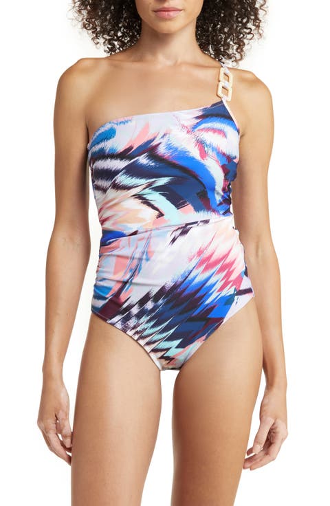 Kara Ruched One-Shoulder One-Piece Swimsuit