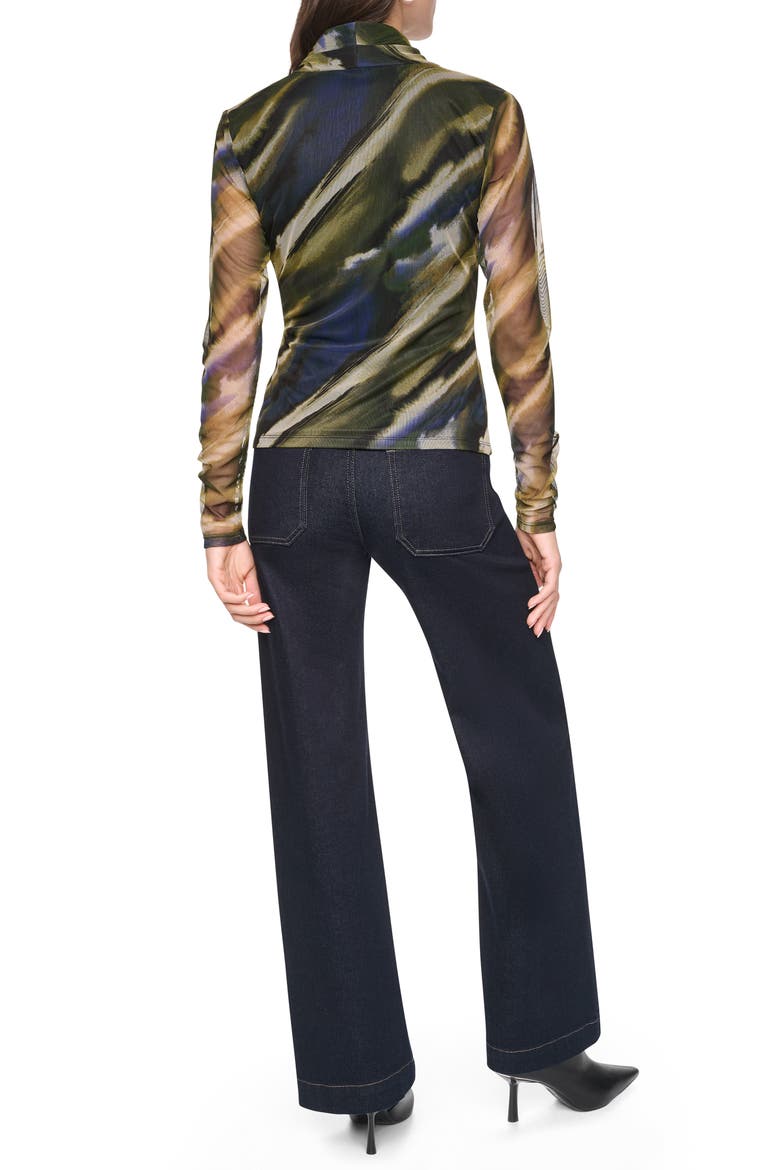 Zebra Print Long Sleeve Mesh Shirt, Alternate, color, BRUSHED