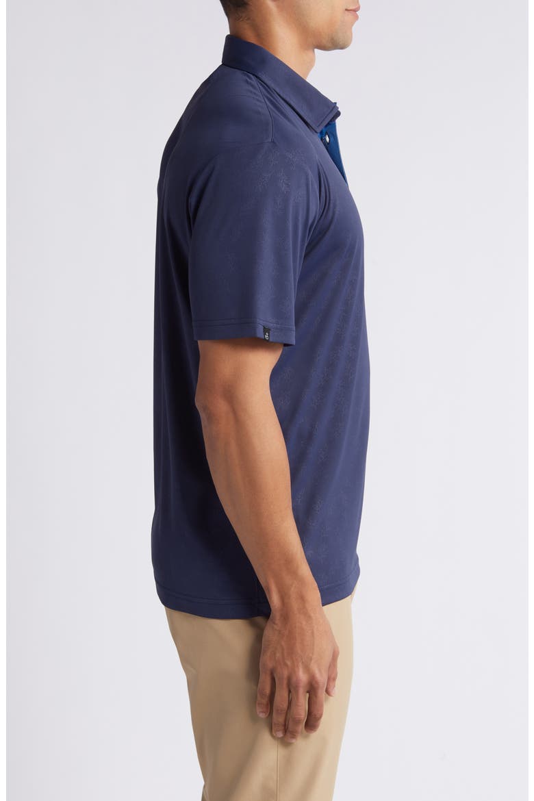 Barrett Botanical Print Golf Polo, Alternate, color, NAVY