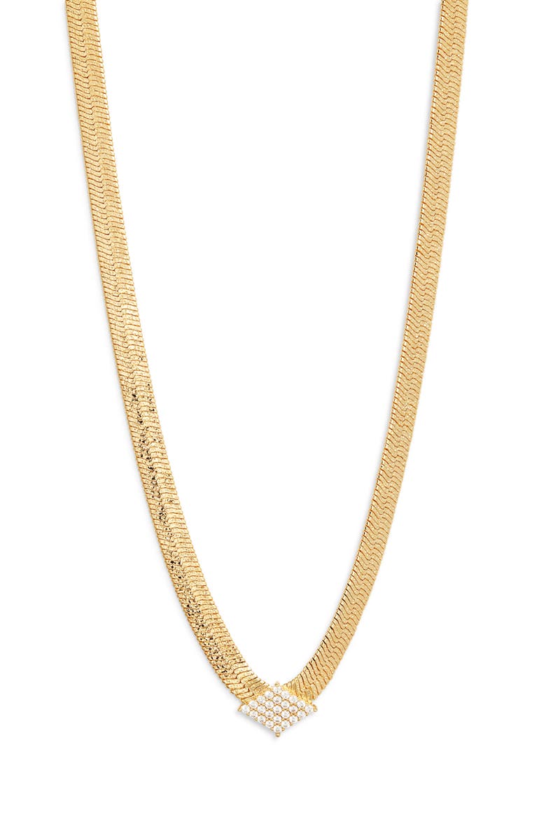 Pavé Cubic Zirconia Panther Necklace, Main, color, CLEAR- GOLD