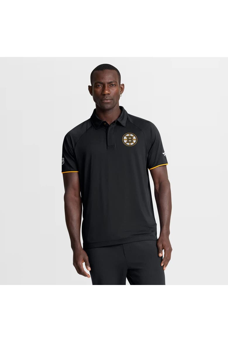 Men's Fanatics Black Boston Bruins Authentic Pro Rink Raglan Polo, Main, color, Black