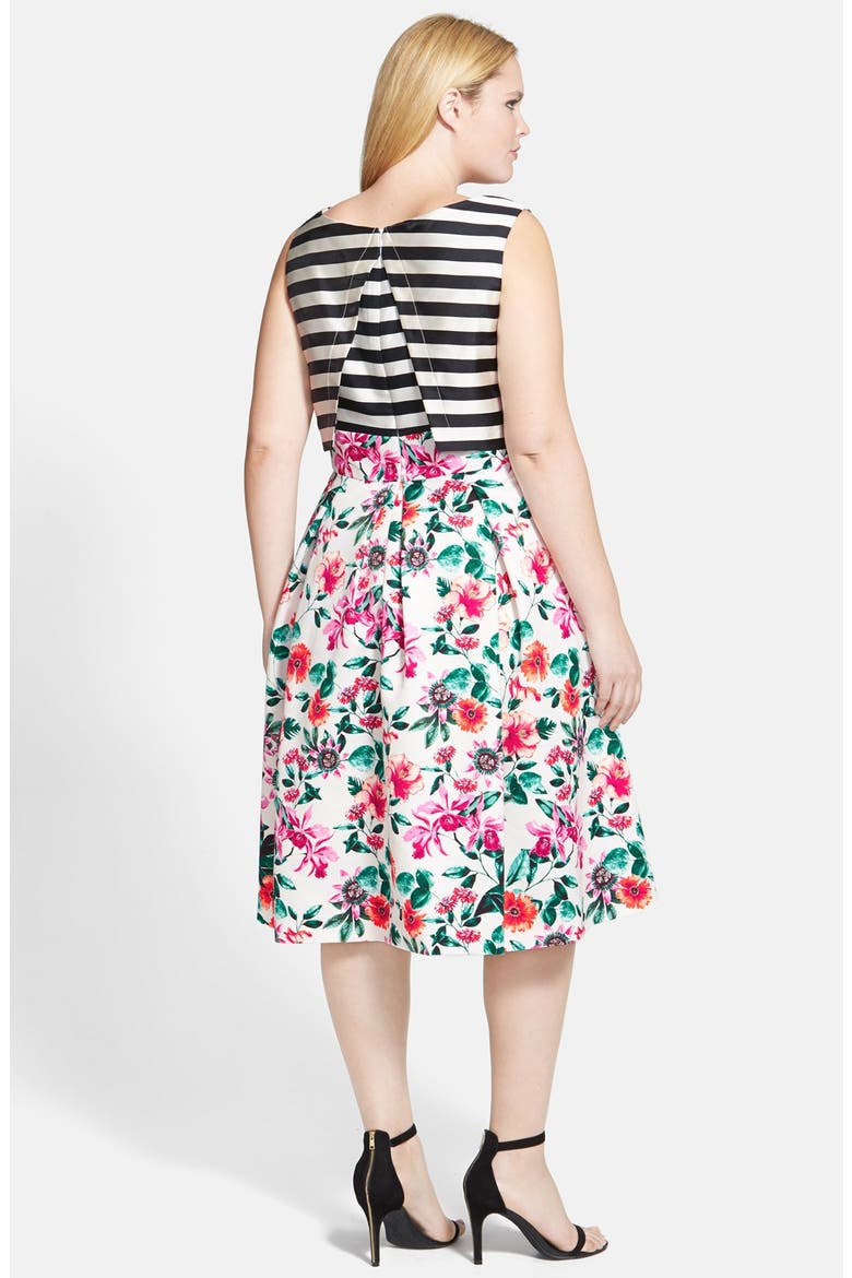 Mixed Print Bodice Overlay Dress, Alternate, color, MIXED PRINT