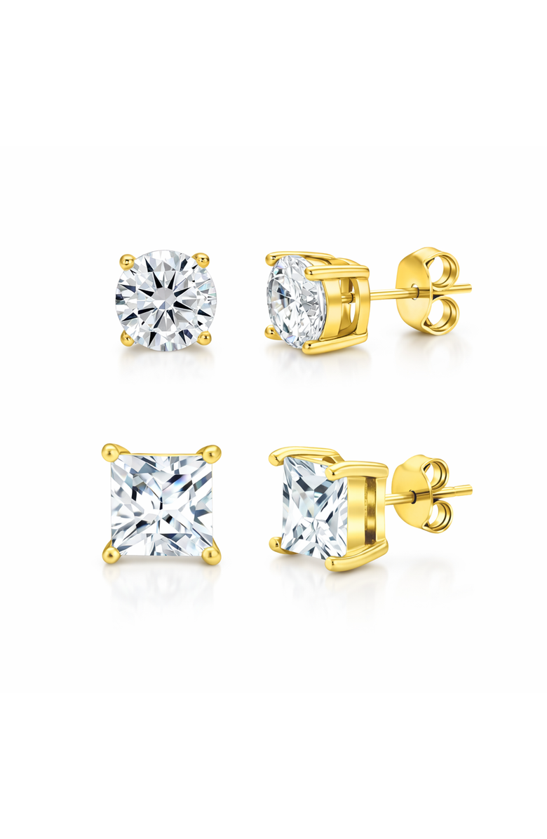 Donatello Gian Sterling Silver Crystal Studs Set, Main, color, Gold