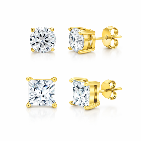 Sterling Silver Crystal Studs Set