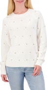 Lucky Brand Heart Stud Crewneck Sweater