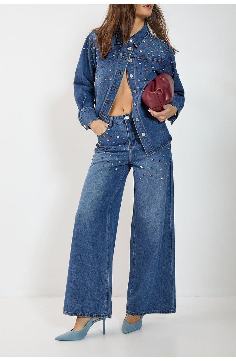 NASTY GAL Denim Jewel Baggy Jeans, Alternate, color, Authentic Midwash