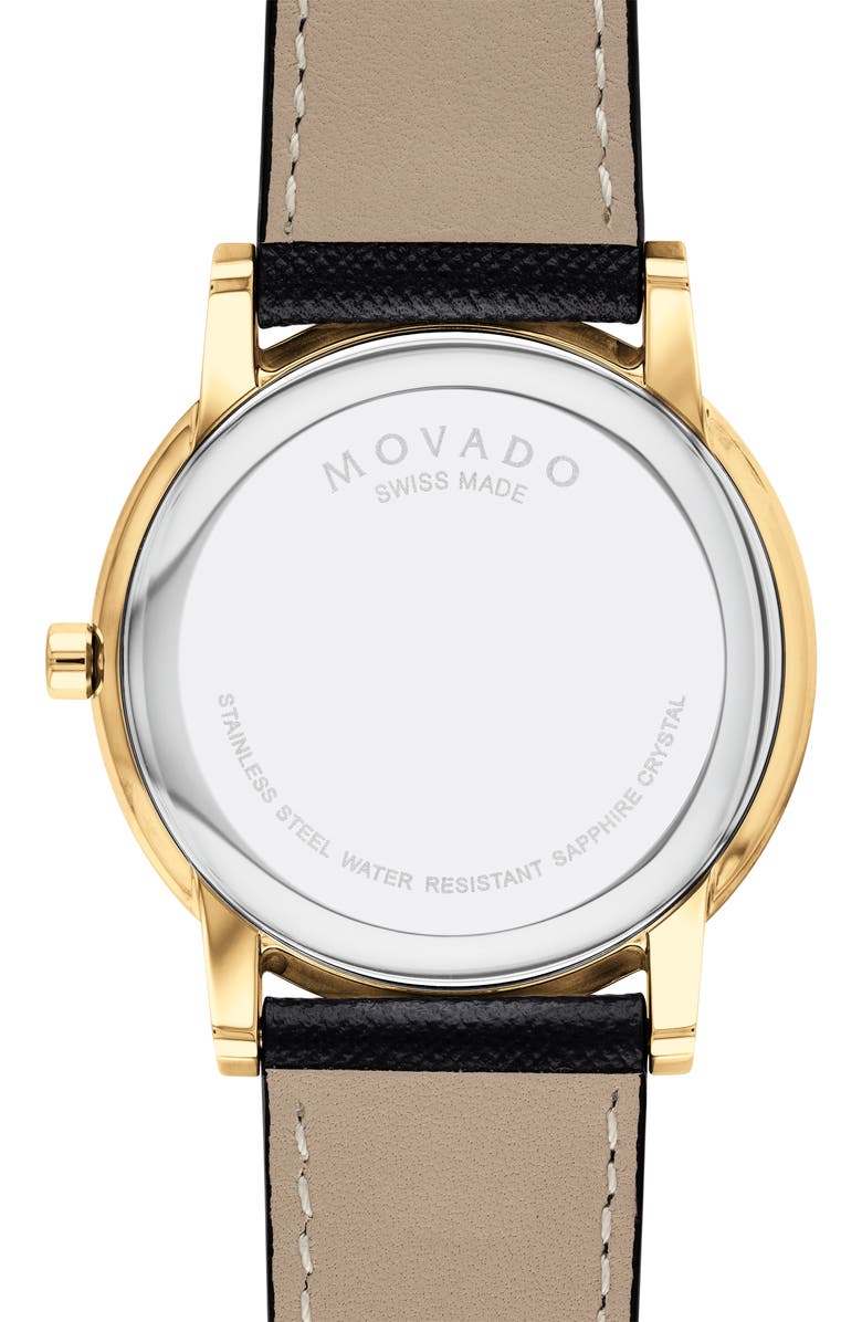 Movado Museum Classic Leather Strap Watch, 40mm, Alternate, color, Black Dial