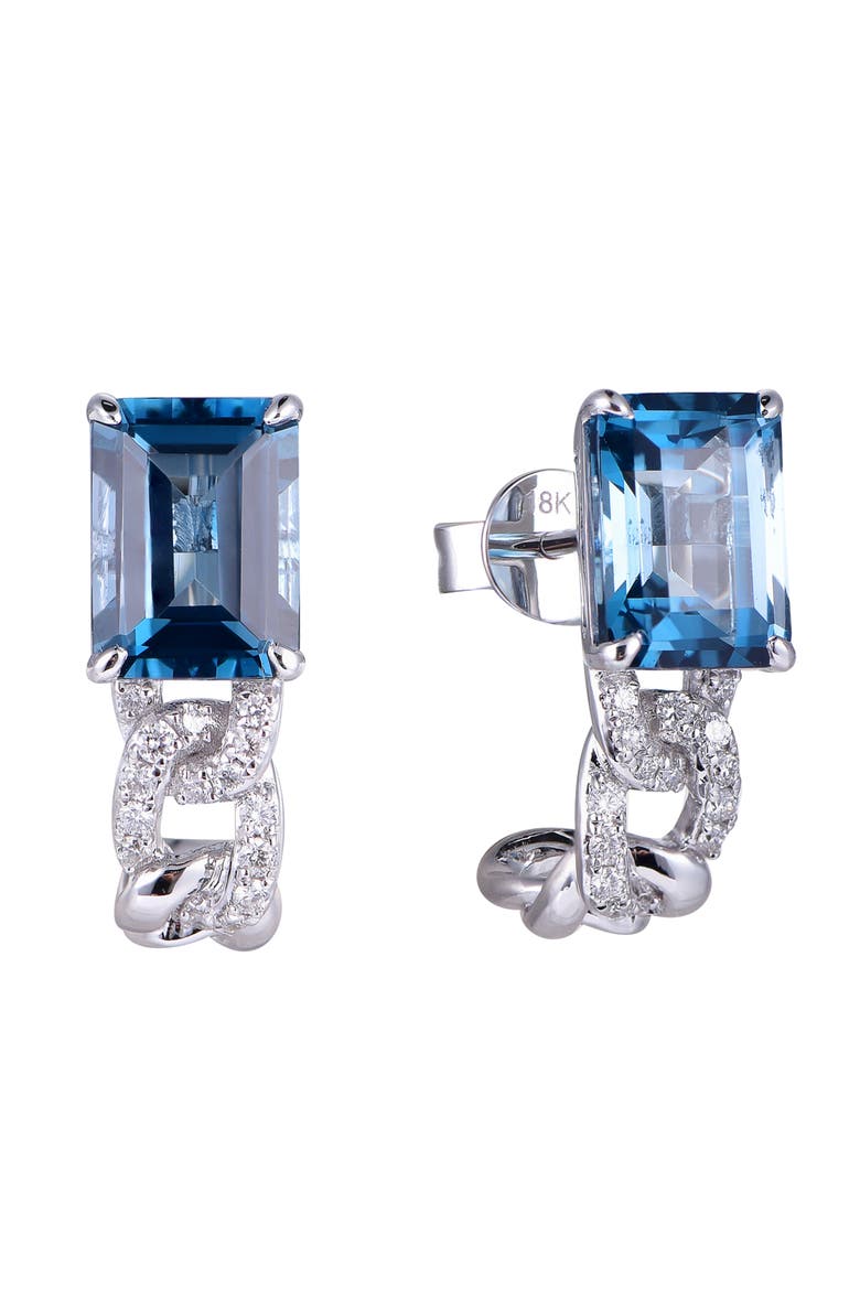 London Blue Topaz Earrings with Diamonds, Main, color, London Blue