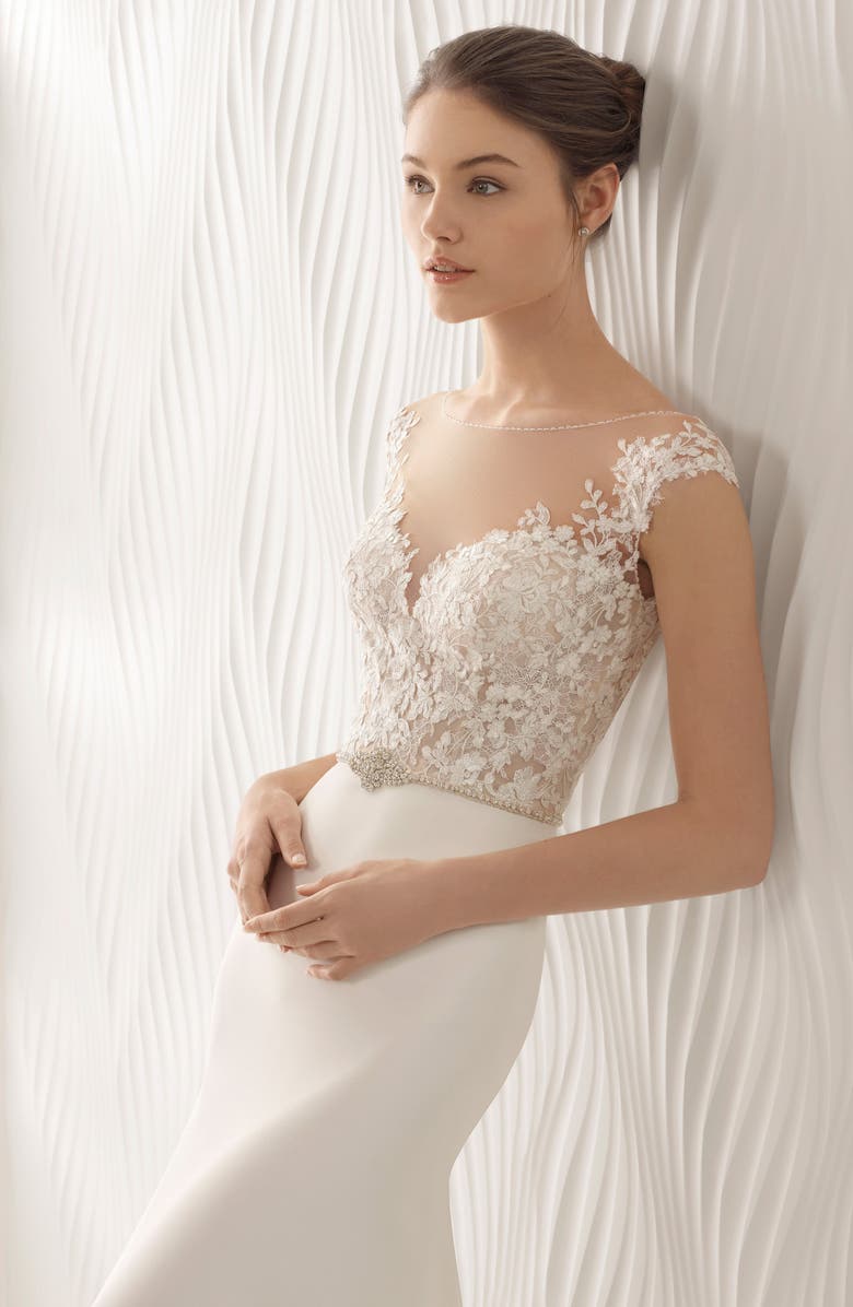 Rosa Clará Astrid Lace & Georgette Trumpet Gown, Alternate, color,