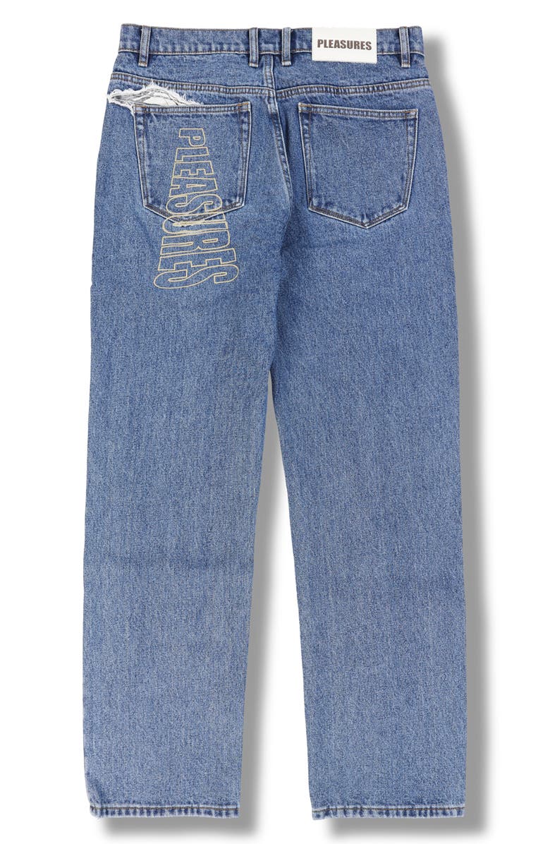 PLEASURES Believe Ripped Pintuck Five-Pocket Jeans, Alternate, color, 