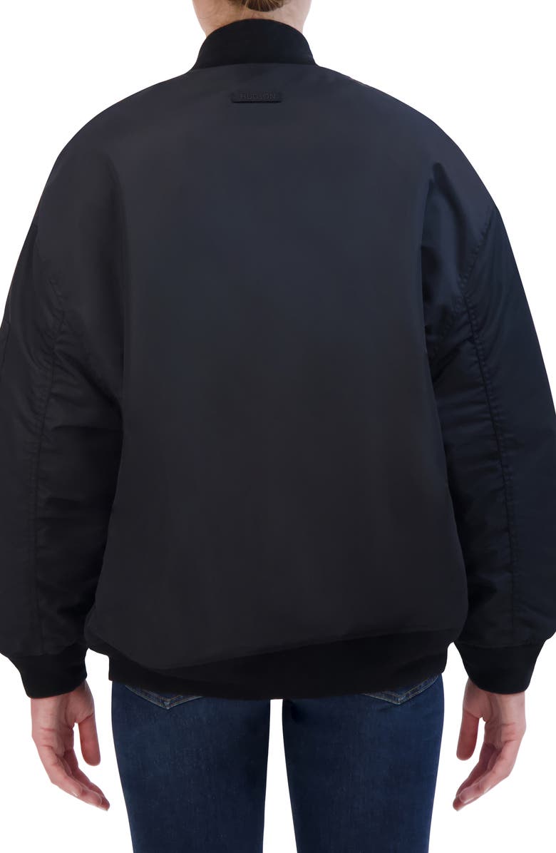 Hudson Jeans Oversize MA-1 Water Repellent Bomber Jacket, Alternate, color, Black