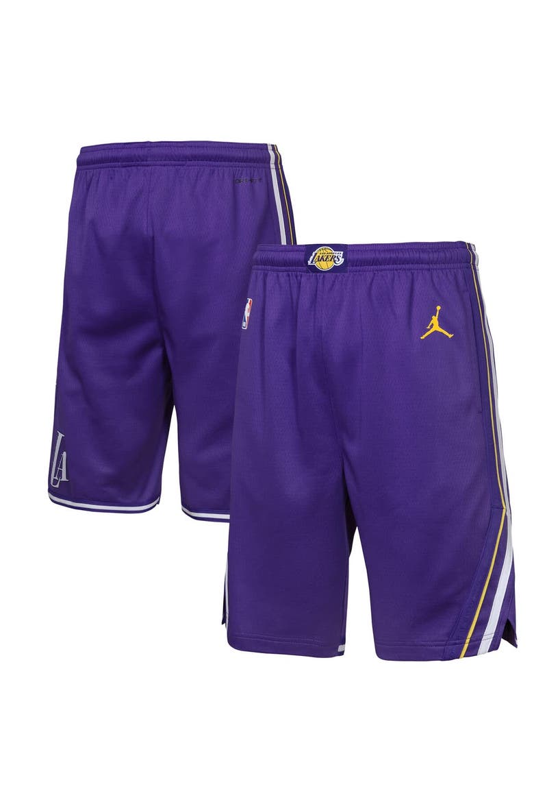 Youth Jordan Brand Purple Los Angeles Lakers Statement Edition Swingman Dri-FIT Shorts, Main, color, Purple