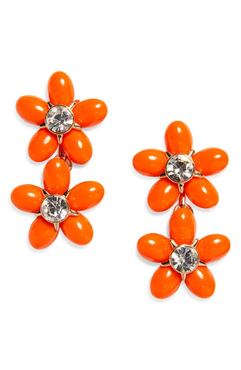 Double Flower Drop Earrings