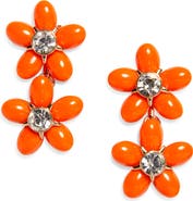 Carolina Herrera Double Flower Drop Earrings