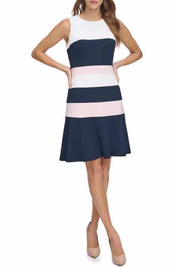 Tommy Hilfiger Sleeveless Tri-Tone Colorblock Fit & Flare Dress