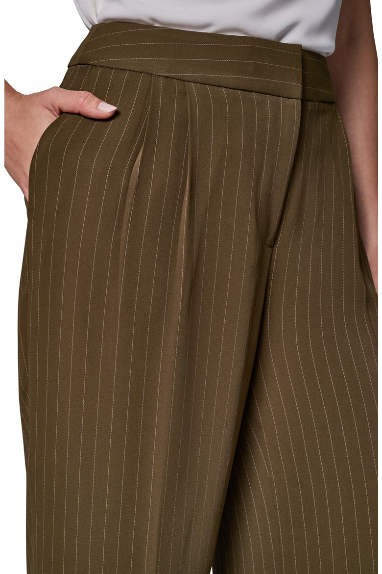 High Waist Pinstripe Wide Leg Pants, Alternate, color, OLVE BRINE