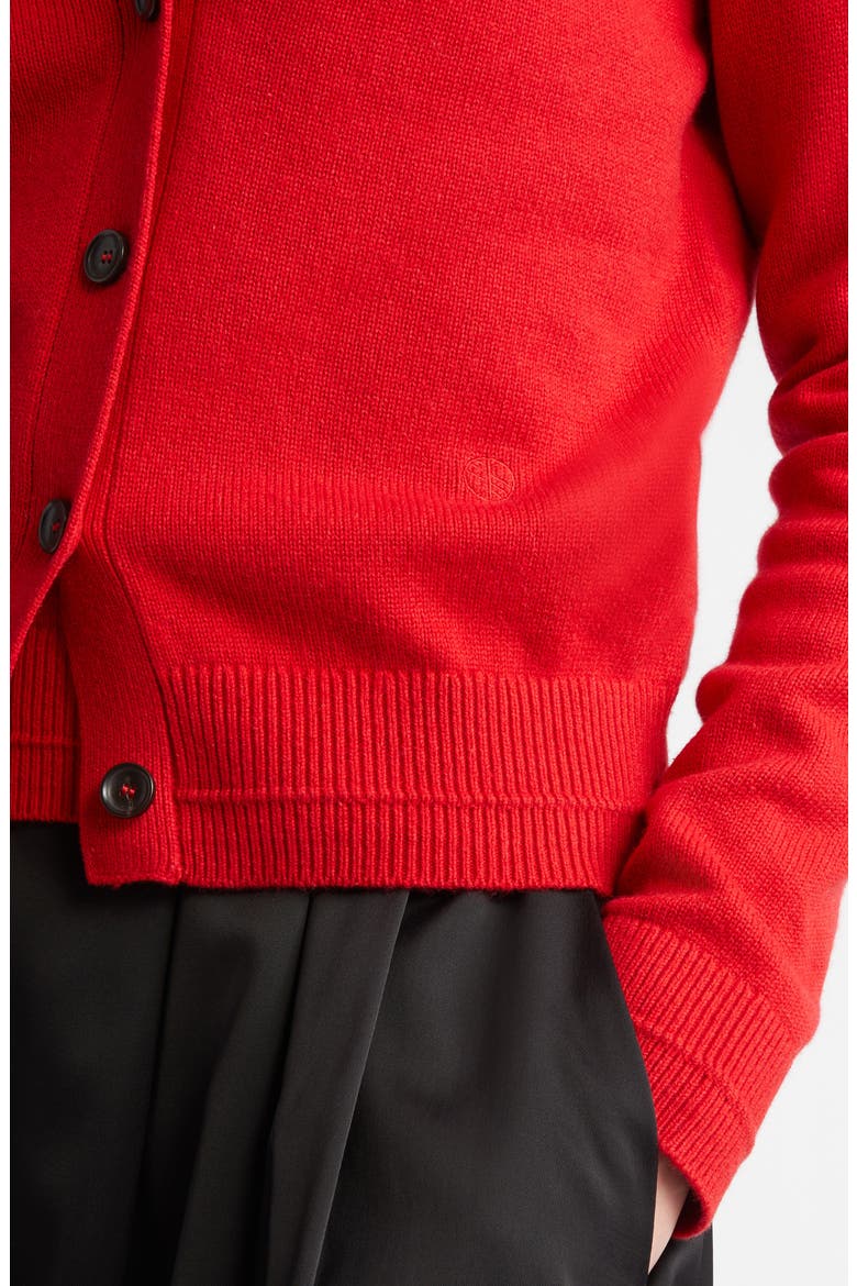 Classic Recycled Cashmere & Organic Cotton Cardigan, Alternate, color, RED LACQUER