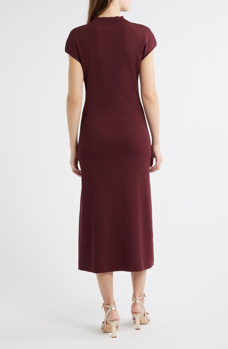 ZOE AND CLAIRE Mock Neck Short Sleeve Sweater Dress, Alternate, color, Burgundy