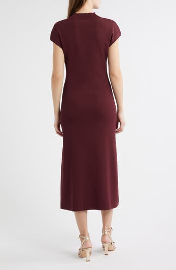 Mock Neck Short Sleeve Sweater Dress