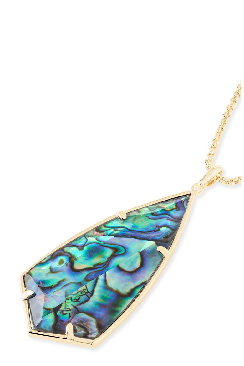 'Carole' Long Semiprecious Stone Pendant Necklace, Alternate, color, ABALONE SHELL/ GOLD