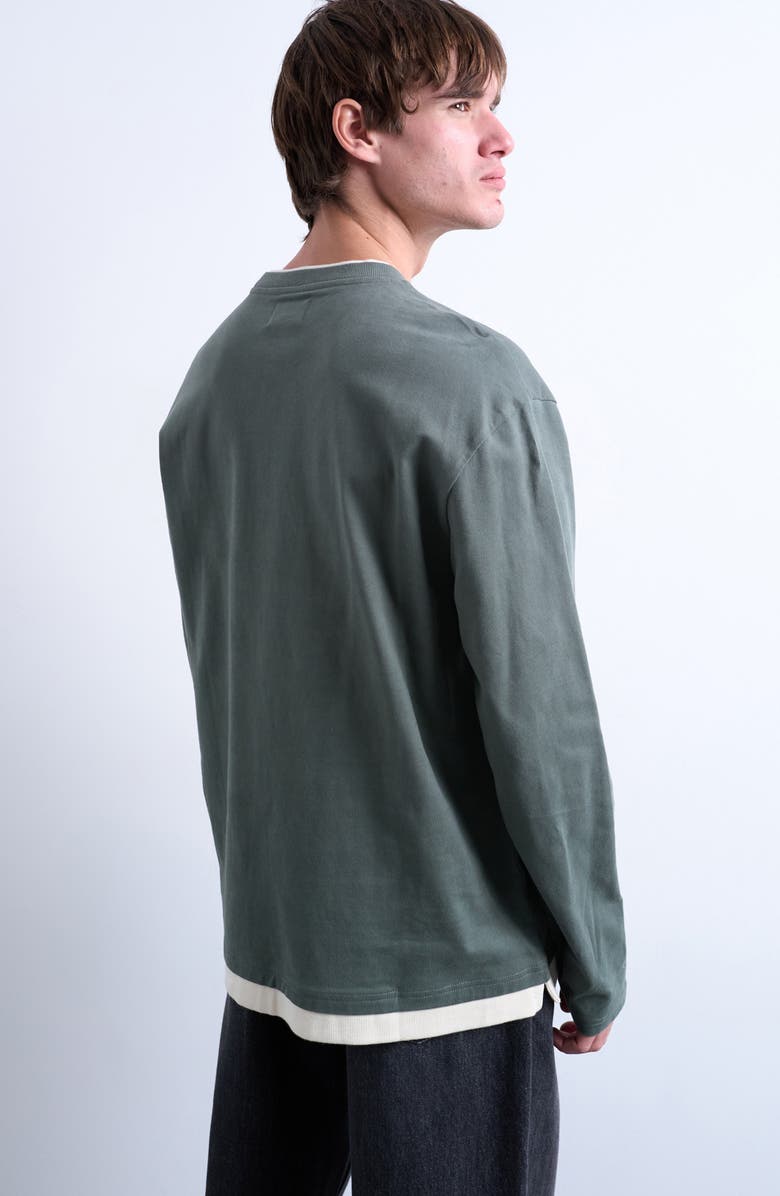 Topman Layered Long Sleeve T-Shirt, Alternate, color, Sage