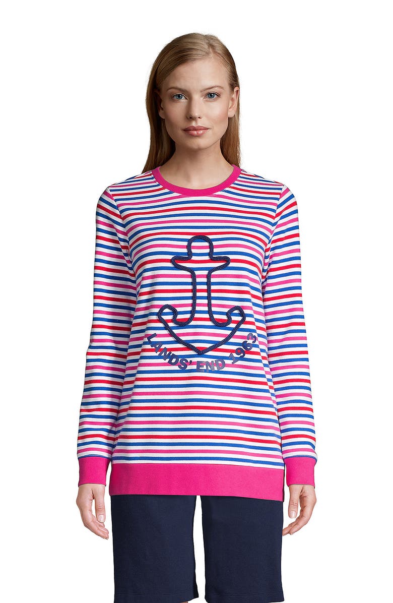 Lands' End Tall Serious Sweats Crewneck Long Sleeve Sweatshirt Tunic, Main, color, 