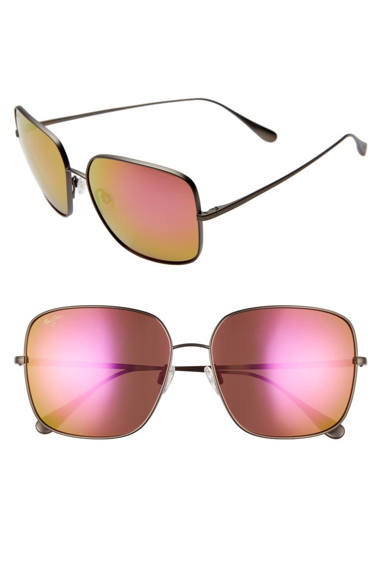 Triton 61mm PolarizedPlus2® Mirrored Square Sunglasses, Main, color, SLATE GREY/ MAUI SUNRISE