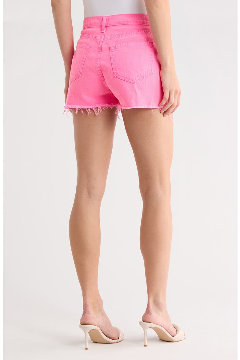 Clark High Waist Fray Hem Denim Shorts, Alternate, color, SHOCKING PNK DIST DEST