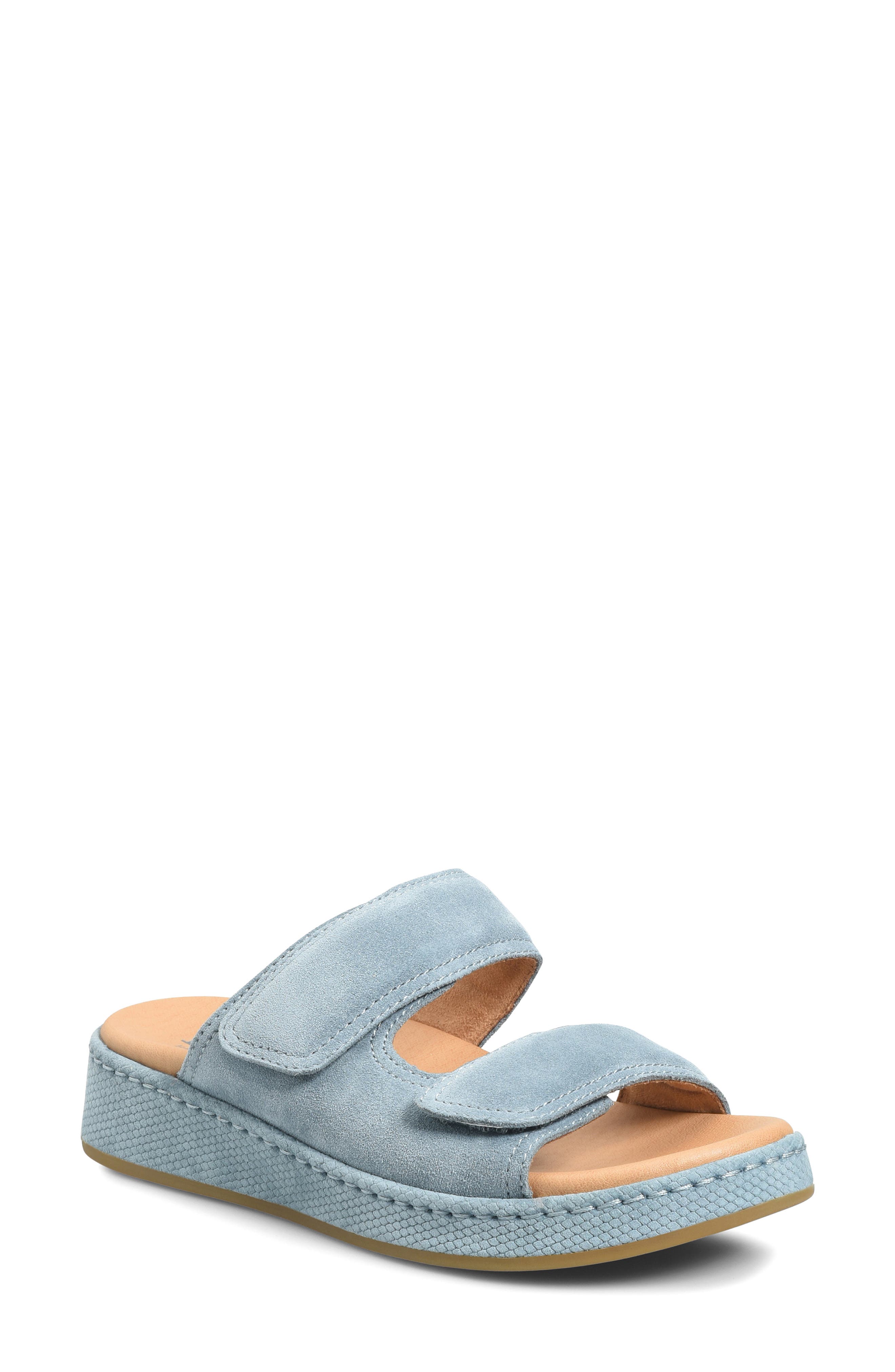 Børn Vivian Wedge Sandal, Main, color, Light Blue Suede