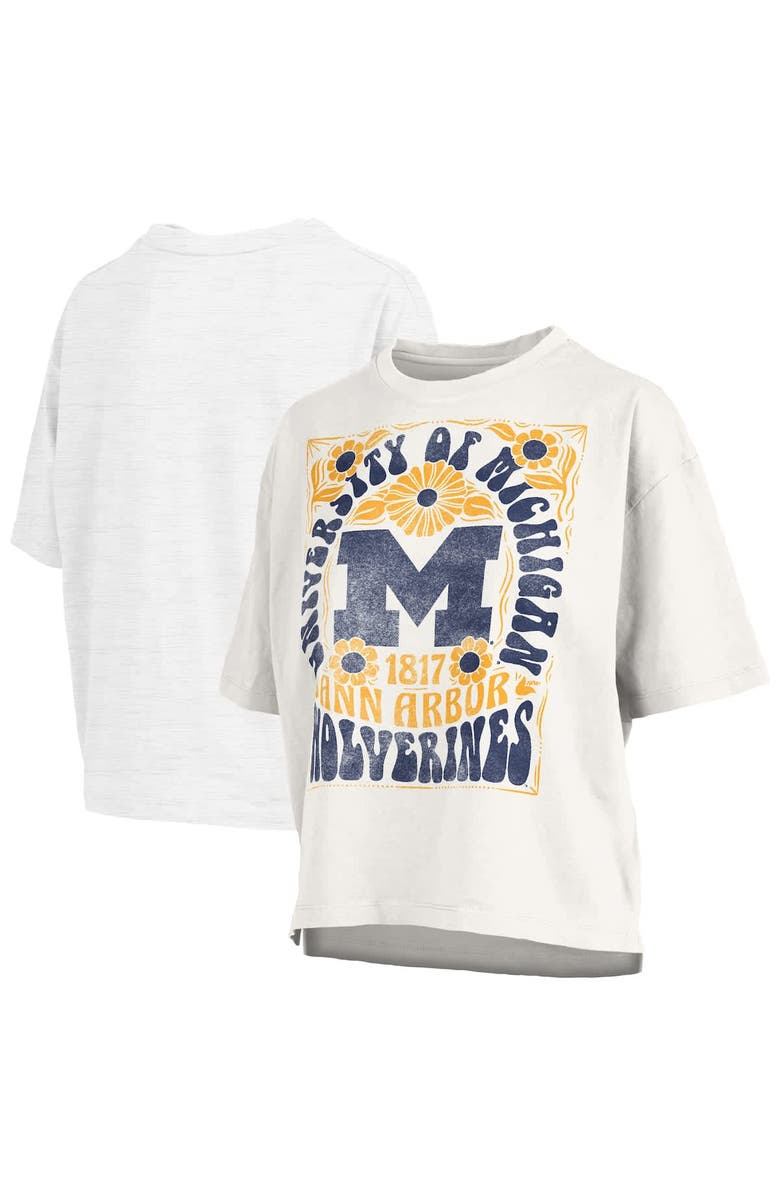 PRESSBOX Women's Pressbox White Michigan Wolverines Harmony Oversized T-Shirt, Alternate, color, White