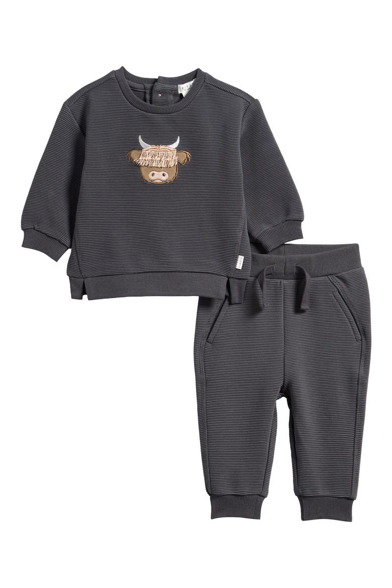 Appliqué Sweatshirt & Joggers Set, Main, color, DARK GREY