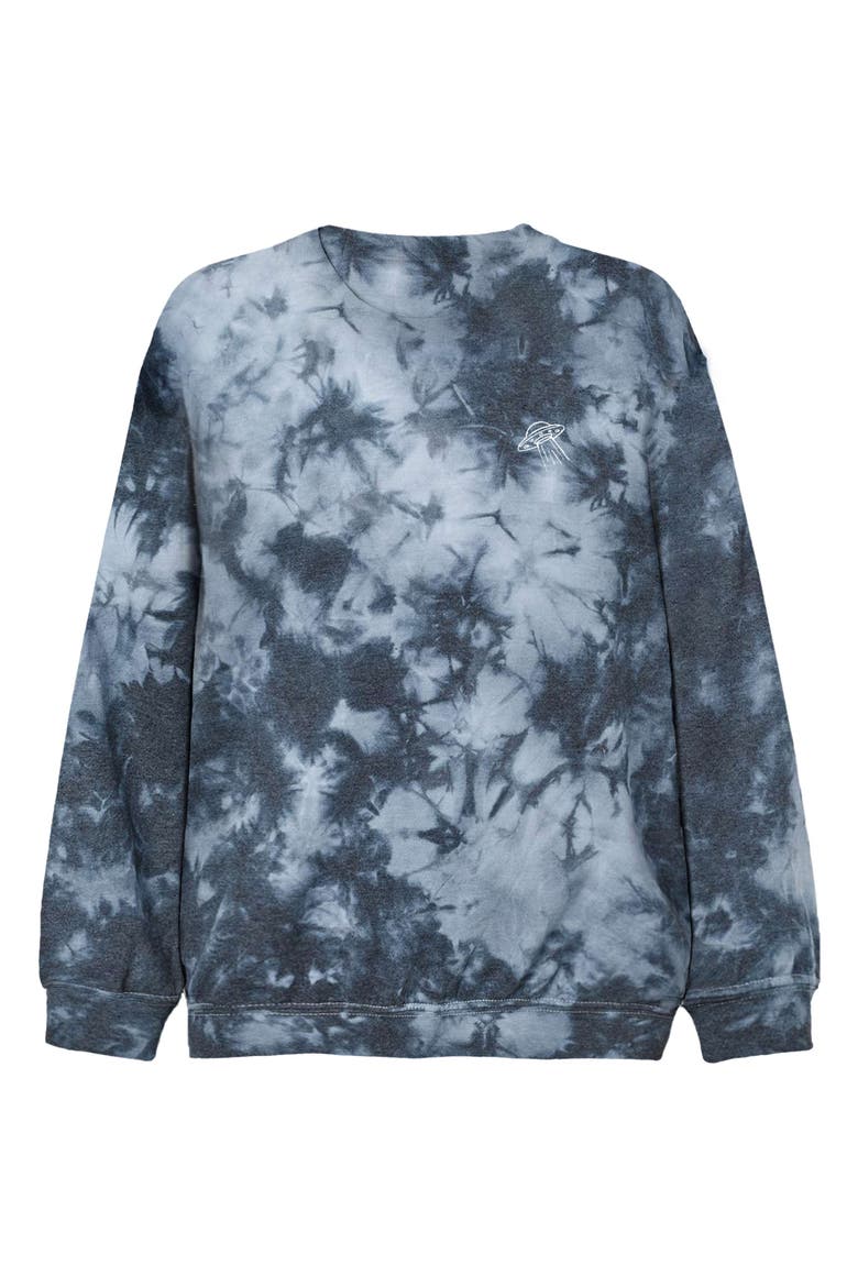 UFO Tie Dye Crewneck Sweatshirt, Main, color, Tie Dye Black