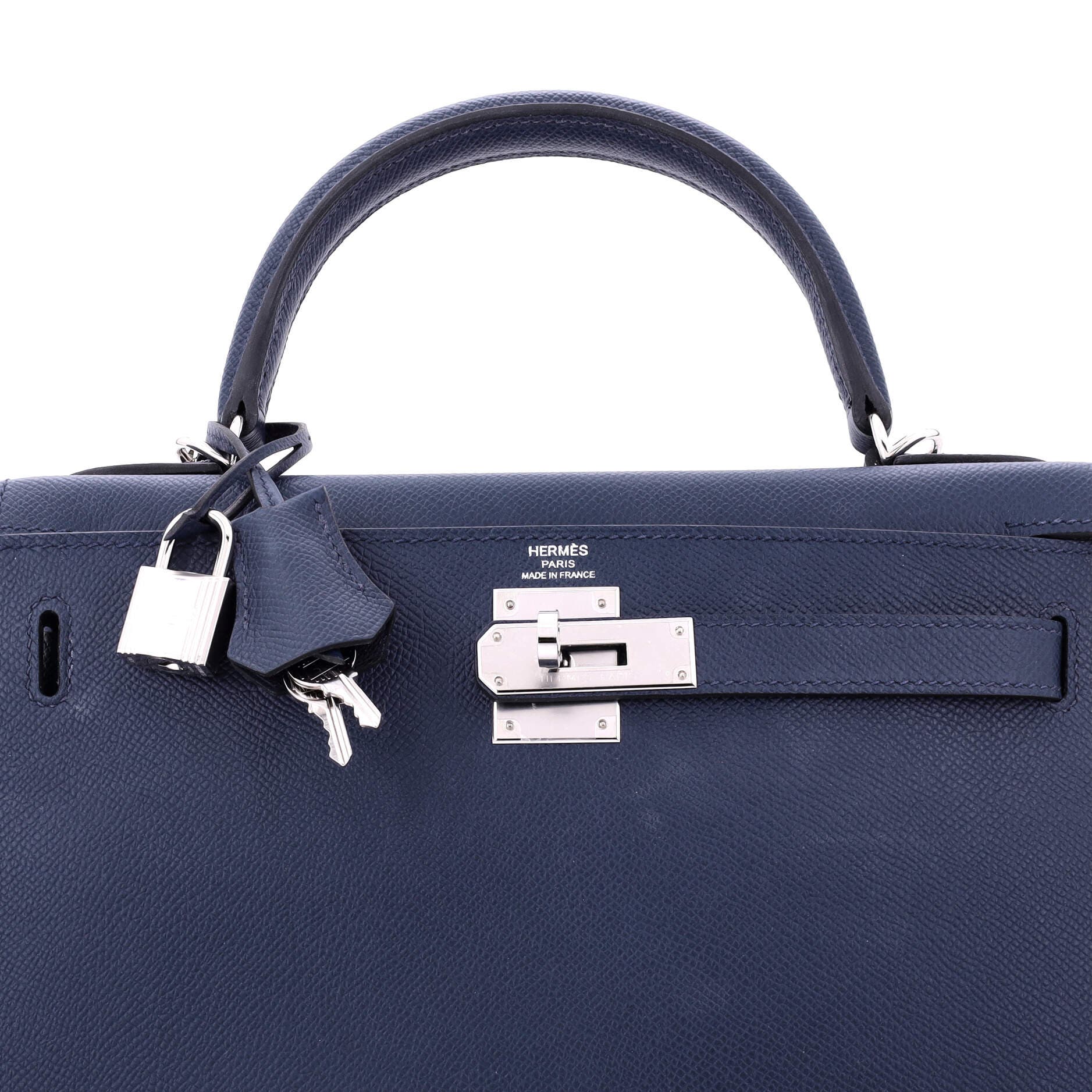 Pre-Owned Hermes Kelly Handbag Blue Epsom with Palladium Hardware 28, Alternate, color, 