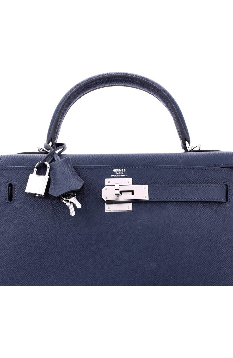 Pre-Owned Hermes Kelly Handbag Blue Epsom with Palladium Hardware 28, Alternate, color,