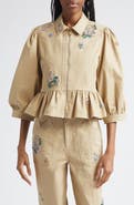 Cinq à Sept Rhinestone Paisley Stretch Cotton Jacket