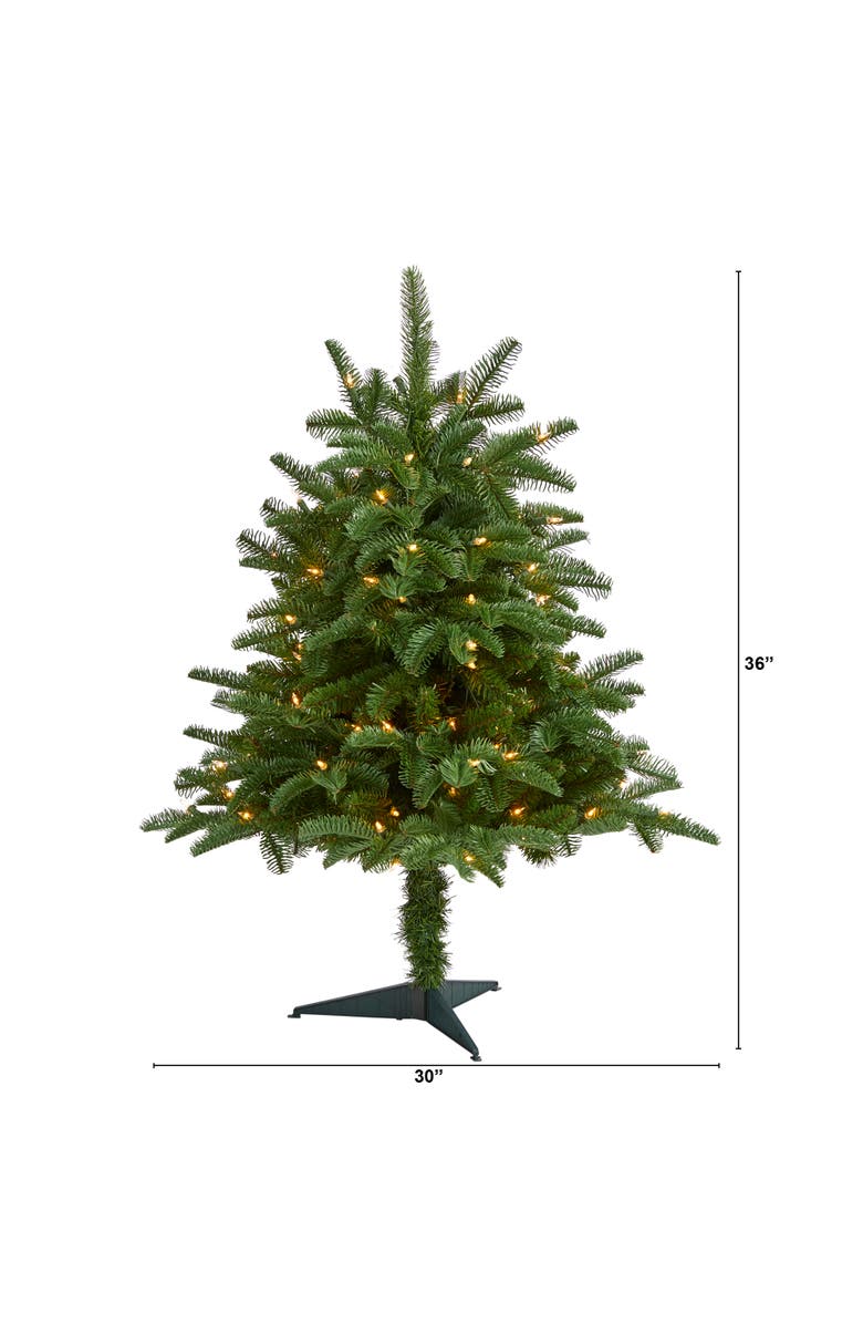 NEARLY NATURAL 3-ft South Carolina Spruce Artificial Christmas Tree with 100 White Warm Light and 458 Bendable Branches, Alternate, color, Green