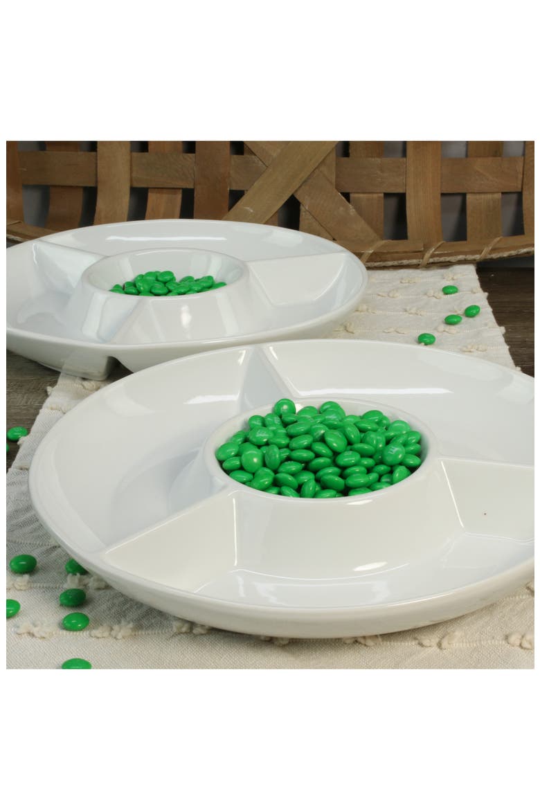 Set of 2 Round Chip & Dip Servers, Alternate, color, WHITE