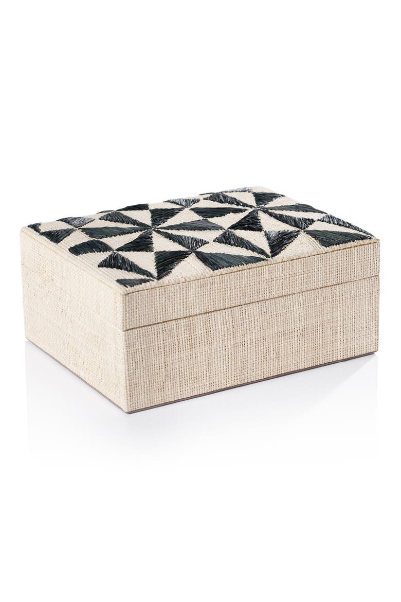 Tenerife Raffia Decorative Box, Main, color, BEIGE/ BLACK