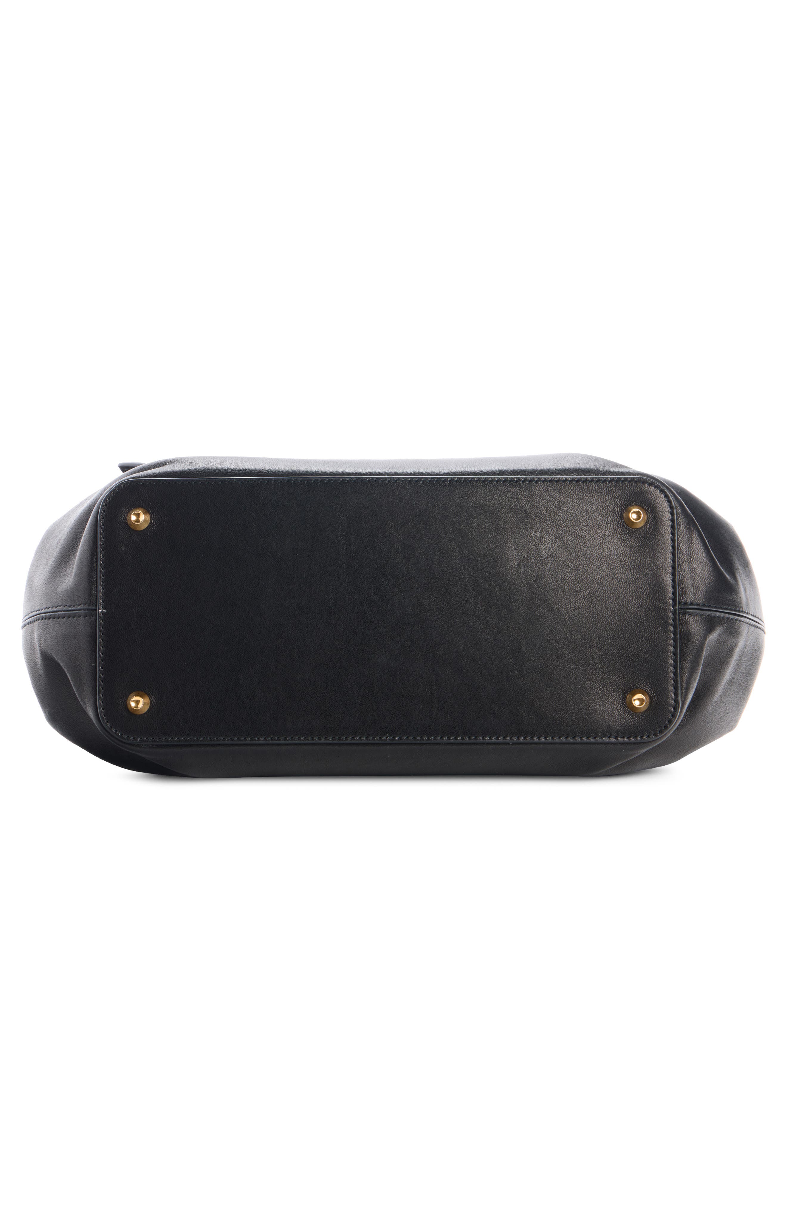 Small Fan Leather Carryall, Alternate, color, 1000 BLACK