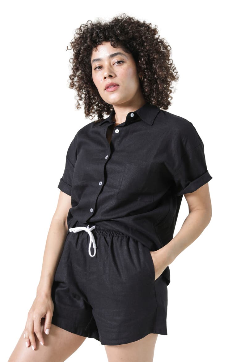 Rita Linen Shorts, Main, color, Black