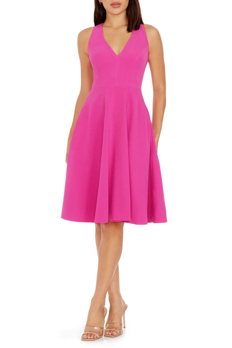 Catalina Fit & Flare Cocktail Dress, Main, color, BRIGHT FUCHSIA