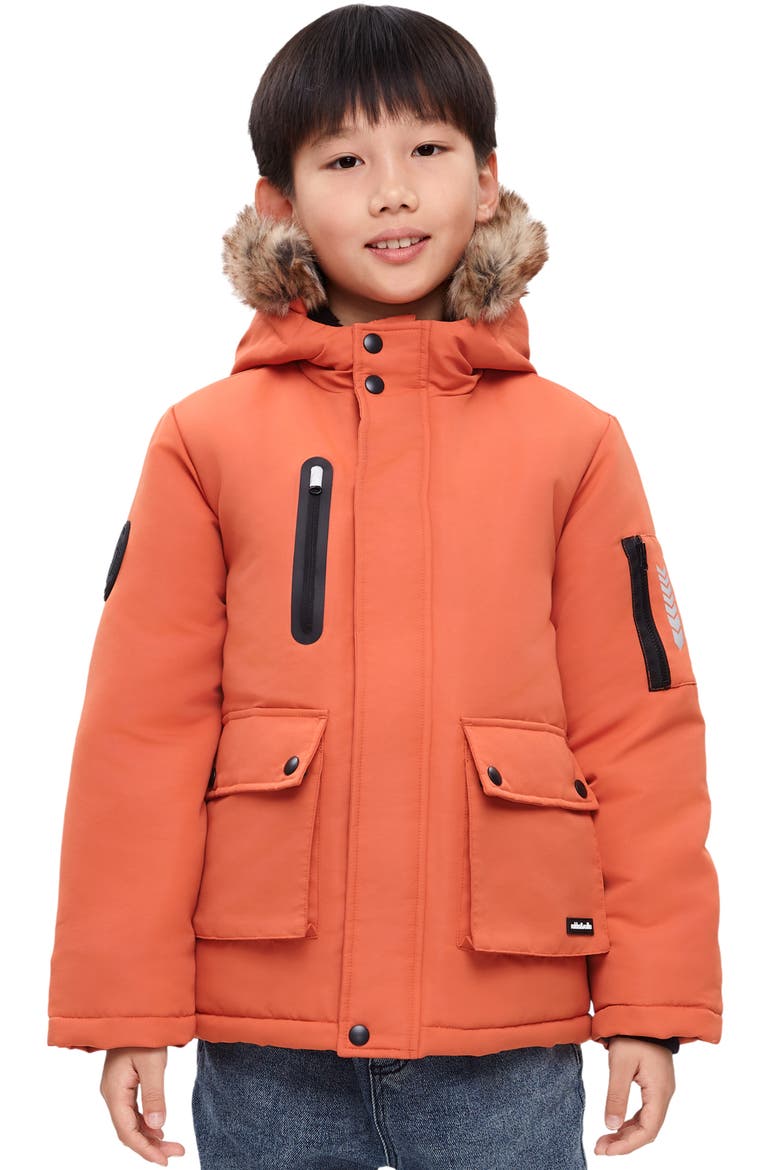 Kids' Parka Jacket with Insulated Hood, Main, color, Orange