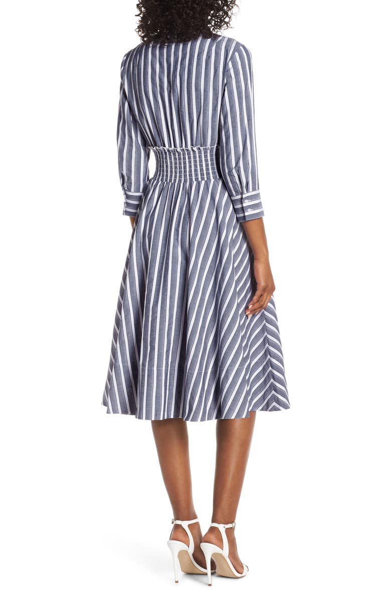 Eliza J Stripe Midi Shirtdress, Alternate, color, 