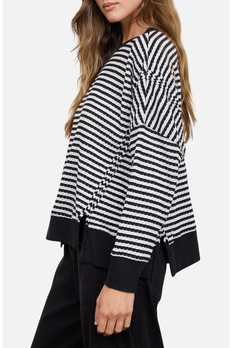 Stripe Cotton Blend Sweater, Alternate, color, BLACK